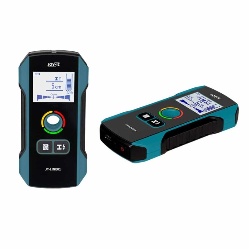 T��lémètres laser numériques sur fond blanc.