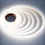 LED-strip verlichting cirkels op grijze achtergrond.